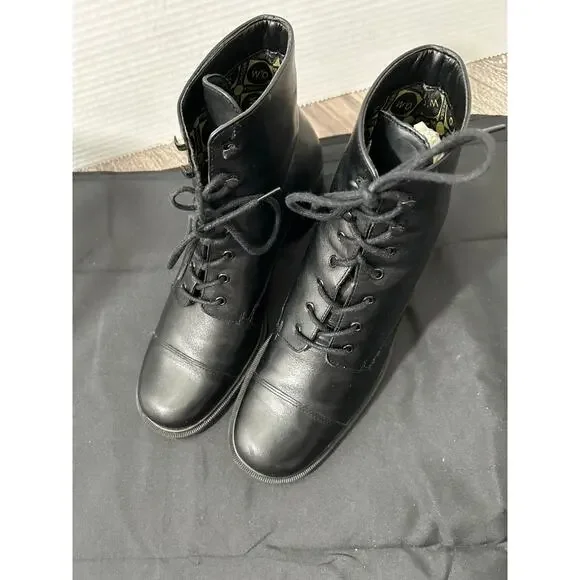 Caressa Lark Leather Boot Vintage black Block heel Size 7 - Picture 2 of 9